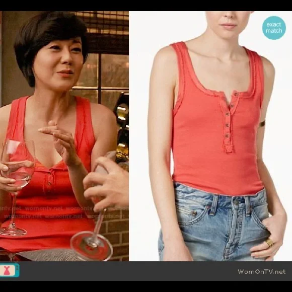 Free People We the Free Time Out Henley Tank Coral Size Small - Picture 11 of 13